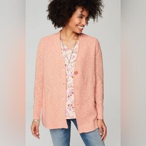 J.jill Slub-textured Button-front Cardigan Pink Macaroon,medium